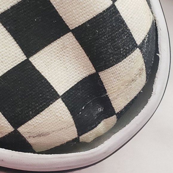 Vans Slip On Black White Checkerboard Unglued Around Edges M 5 W 6.5 - Picture 3 of 9